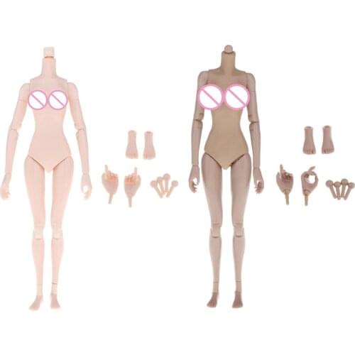 Super Flexible 1/6 Scale Female Body Naked Big Bust Doll Action Woman Figure Toy w/ Spare Accessory DIY Parts 25.5cm