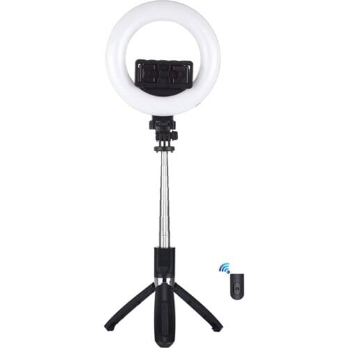 6.3" LED Fill Light with Cell Phone Tripod Desk Ring Light Bluetooth Remote for Live Streaming