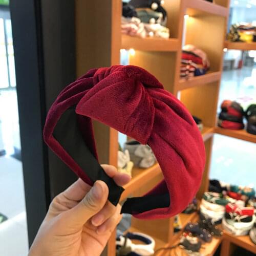 Vintage Velvet Knot Hairband Women Soild Color Headband Wide Head Hoop Hair Accessories