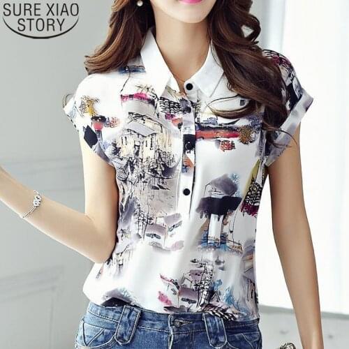 New Fashion Woman Blouses 2021 Summer Chiffon Vintage Plus Size Floral Print Women Shirt Casual Ladies Tops Clothing 4XL 0747 30