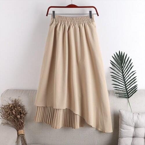 Autumn Winter England Style Skirt Vintage Print High Waist Plaid Skirts Womens Asymmetry A-Line Pleated Party Mid-length skirt