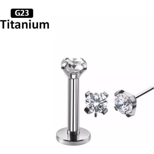 1PS G23 Titanium New Zircon popular lip push pin and ear pin dual purpose pin series human Fashion body piercing jewelry 16G