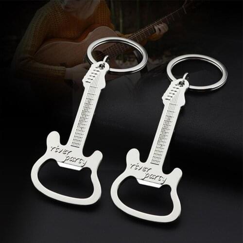 Alloy Go Swing Beer Opener Guitar Beer Bottle Can Opener Hangings Keychain Bottle Keychain Tools Ring Household Opener Gift L4W7
