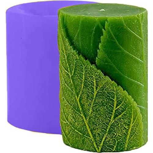 1pcs 3D Silicone Soap Classical Relief Cylinder with Leaves Candle Mold Mould for Handmade Craft Cake DIY Soap Dye Model