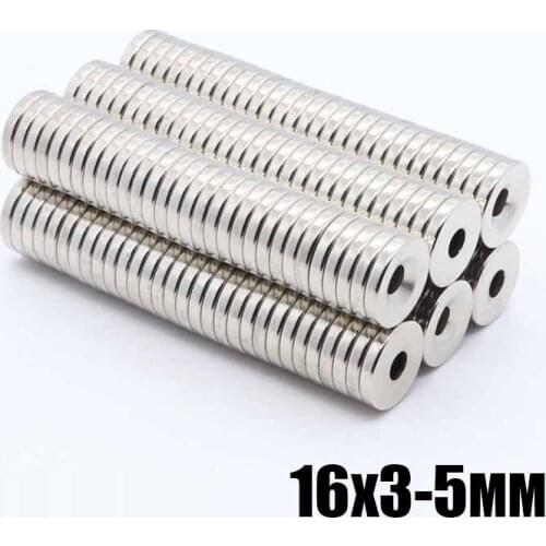 10pcs 16x3-5 mm neodymium iron boron 16x3 hole 5 mm strong N35 magnet strong magnetic iron strong magnetic steel round with hole