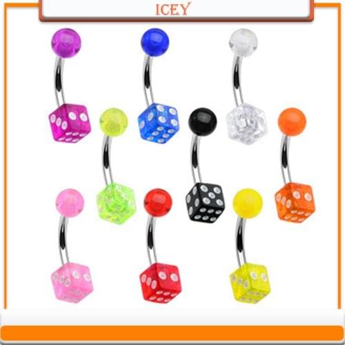10pcs Jewelry Acrylic Dice 316l Surgical Steel Belly Button Rings Belly Ring Navel Stud Belly Navel Jewelry Belly Button Ring