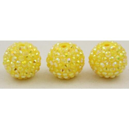 12/14/16/18/20mm Round Shape 15 Colours Chunky Resin Rhinestone Beads, Resin Ball Beads Chunky Beads For Jewelry Making DIY