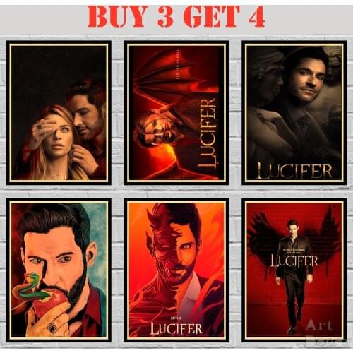 26 Designs Lucifer Morningstar Kraft paper Poster HomeDecal Painting Wall Sticker 42X30cm