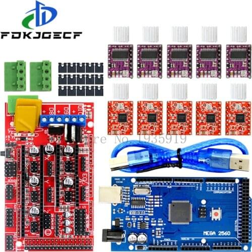 3D Printer 1pcs Mega 2560 R3 + 1pcs RAMPS 1.4 control panel+ 5pcs A4988 or DRV8825 Stepper Motor Drive for 3D printer kit