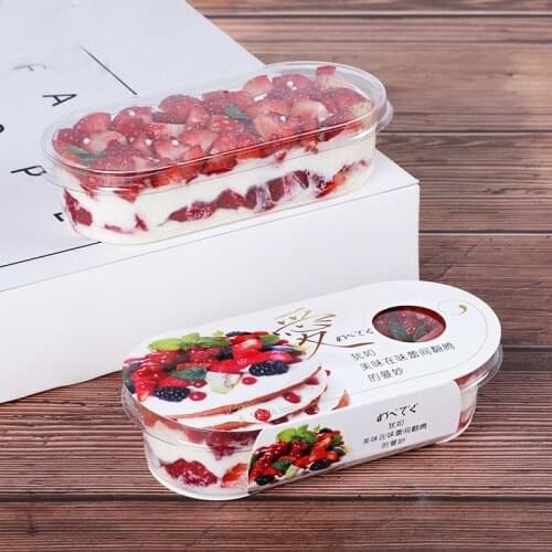 50pcs High quality baking package transparent dessert plastic cups 200ml small cream cake fruit salad packaging cups with covers