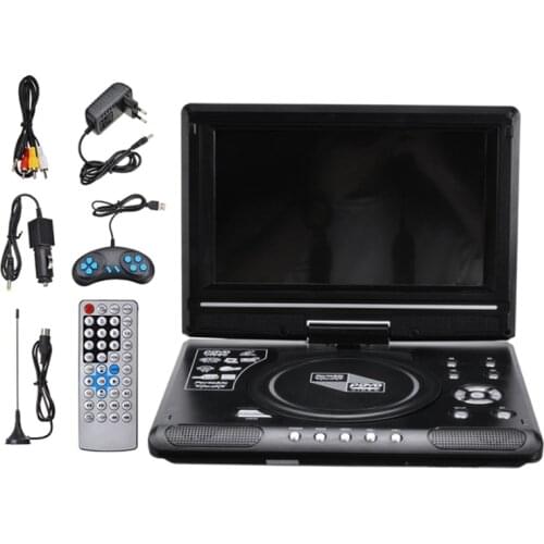 9.8 Inch Portable Home Car DVD Player VCD CD Game TV Player USB Radio Adapter Support FM Radio Receiving-EU Plug