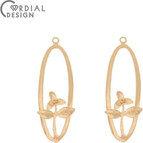 Cordial Design 50Pcs 14*40MM Jewelry Accessories/Charms/Flower Shape/Copper/DIY Pendant/Hand Made/Earring Findings & Components