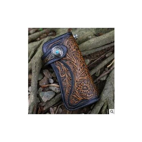 Free Shipping,Brand mens vintage lucky wallet.man genuine Leather purse bag.tanned cowhide hand carvings bag,japan style sales