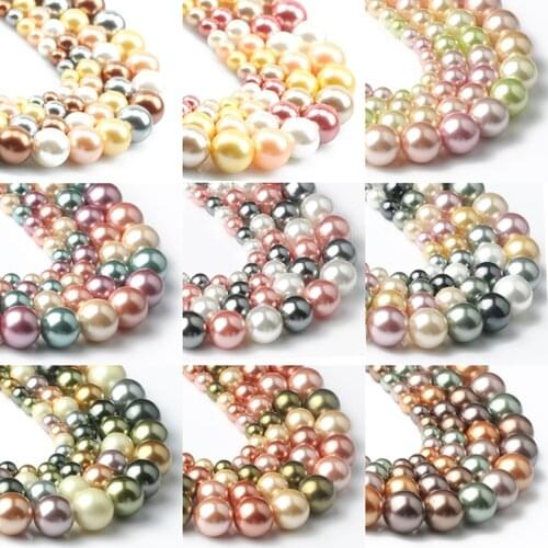 Shell Pearls Beads Natural Shell Round Loose Spacer Beads for Jewelry Making DIY Charms Bracelet Earrings Necklace