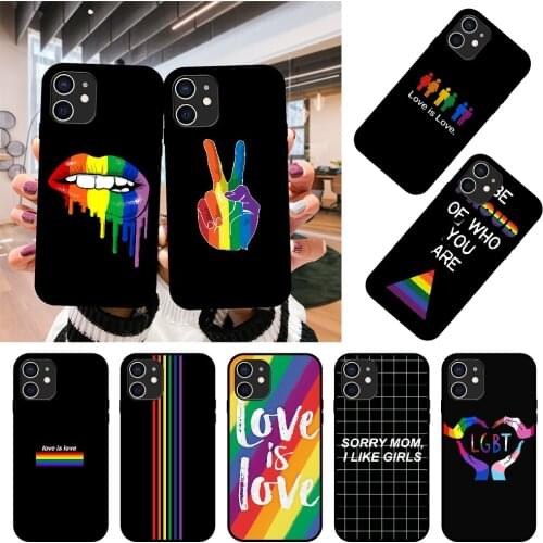 Phone Case For Apple IPhone 12 Mini 11 Pro XR X MAX SE XS 4 5 6 6S 7 8 E Plus Black Cover Waterproof Rainbow Gay Lesbian LGBT