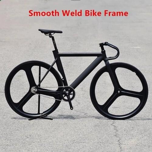 Track Bike 700C 52cm Aluminum Alloy Frame Fixed Gear Bicycle With 3 Spoke Magnesium Wheel Rim V Brake Handlebar Customizable