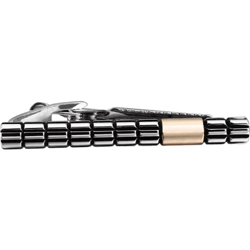 HAWSON Trendy & Stylish Tie Clip/Bar/Tack/Pin for 6 cm / 2.36 inches Necktie Gun Black with Rose Gold Gift for Men