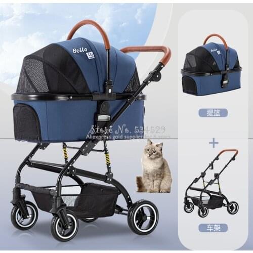Best Portable Separate Multiple Pet Strollers Foldable Four-wheeled Dog Strollers One-click Folding Shock Absorption Design