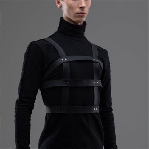 Man Gothic Bondage Lingerie Sexual Leather Harness Male Adjustable Fetish Gay Clothing BDSM Full Body Chest Harness Belt for Sex
