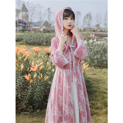 Yunnan Desert Travel Vacation Photo Clothes Hooded Cloak Coat Retro Celebrity Style Improved Cloak Hanfu Dress Set Outfit K606
