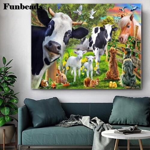 Full Square Drill Diamond Painting Cross Stitch 5D Embroidery Farm Animals Rhinestone Mosaic Home Decor Gift FF5848
