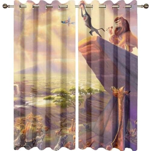 Custom Size 3D Printing Windows Curtains for Bedroom Lion King Pattern Living Room Curtains Wedding Backdrop Decorative Drapes