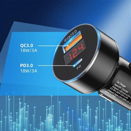 QC3.0 Fast Charger 18W LED Display Car Charger for iPhone Android Mobile Phone Tablet Smart Devices Universal Car Charger
