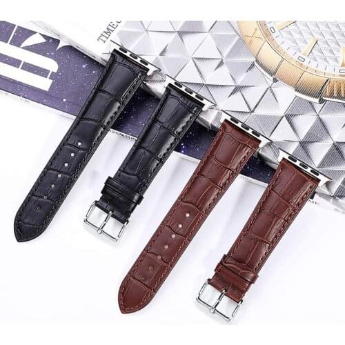 Animal Skin Genuine Leather Watch Strap 38mm 40mm 42mm 44mm Band for Iwatch Apple Smart Watch Wrist Belt Green Pink White Color