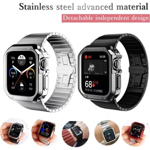 Stainless Steel strap for Apple Watch band Case 44mm 40mm 42mm/38mm for iWatch serie se 6 5 4 3 2 band Butterfly Metal Bracelet