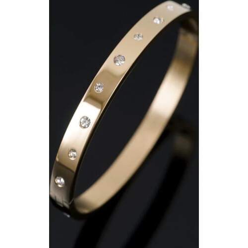 Luxury Golden Women Bracelet Stainless Steel Love Bangles For Men Female Crystal Wedding Couple Jewelry Gifts