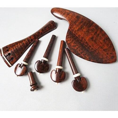 4/4 Violin Snakewood Letterwood Fitting Tailpiece Chinrest Pegs Endpin