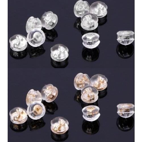 High Quality 10PCS Silicone 18K Gold S925 Sliver Earring Backs Padded Mushroom T84A