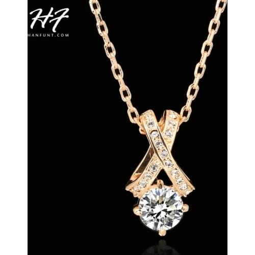 Top Quality Crystal Necklace Rose Gold Color Fashion Jewellery Nickel Free Pendant Crystal N419 N302