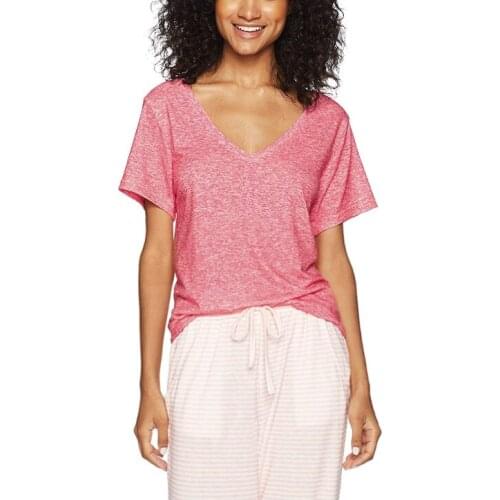 Neatie kiddie Summer Casual Tshirt Women Tops Street Home Night Wear Loose Elastic V-neck Pink T-shirt Female Clothes 2019