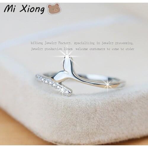 Mi Xiong Real S925 Sterling Silver Woman Rings Original Design Whale Tail Diamond Craft Romantic Charm Anniversary Brand Jewelry