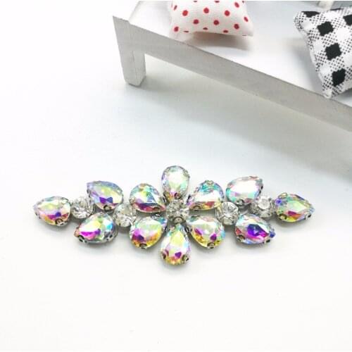 1 PCS Rhinestone Appliques For Wedding Belt Rose Crystal AB Beads Iron On Rhinestone Appliques Bridal Accessories