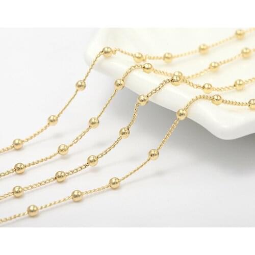 10mNew Korean Version Of Copper Plated 14K Color-preserving Gold 2mm Bead Charms Chain Hand-made Necklace Bracelet DIY Material
