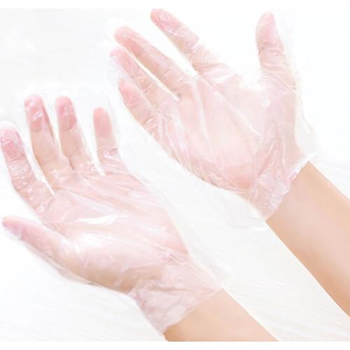 100 pcs Disposable Gloves One-off Transparent Plastic Gloves Restaurant BBQ Cooking Eco-friendly PE Gloves Kitchen Accessories