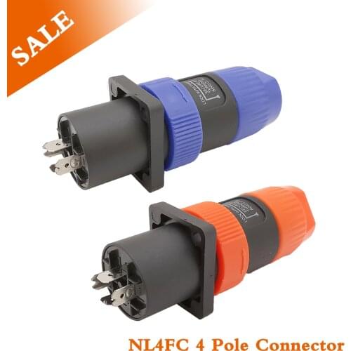2 Set NL4FC Audio Speaker Cable Connector NL4FC Blue Orange 4 Pin Male Plug Speaker Audio Adapter 4 Pole NL4FC Connector