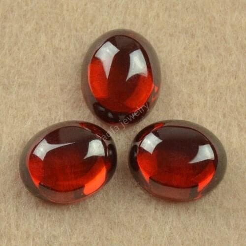 4x6~10x12mm 5A Garnet Oval Shape Cabochon Flat Bottom Cubic Zirconia Synthetic Gems Loose Red CZ Stone For Jewelry