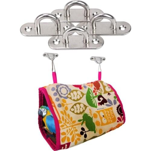 6Pcs 5mm Stainless Steel Eye Plate Oblong Pad Eye Plate Metal Staple Ring Hook Hardware 40GF