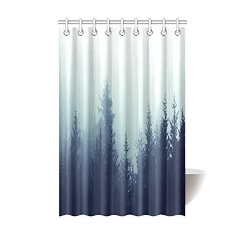 Aplysia Nature Scenery Home Decor Mysterious Tree Forest on Fog Mountain Unique Bath Decor Polyester Fabric Shower Curtains
