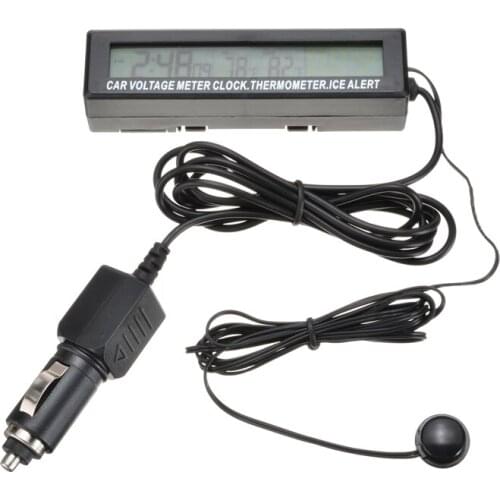 Car Digital LCD Clock 3 in1 Car Voltmeter Thermometer Battery Voltage Temprerature Monitor Electronic Car Interior Accessories