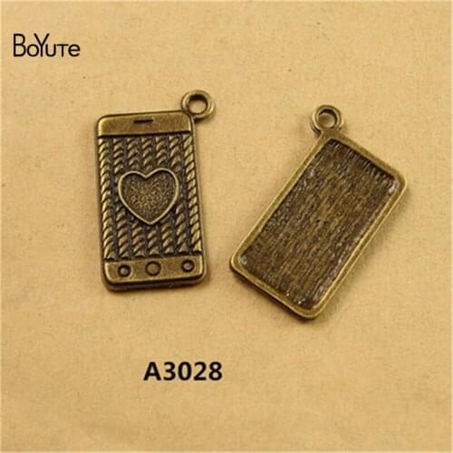 BoYuTe (60 Pieces/Lot) 25*14MM Vintage Mobile Phone Charms Antique Bronze Plated Zinc Alloy Pendant for Jewelry Accessories Diy