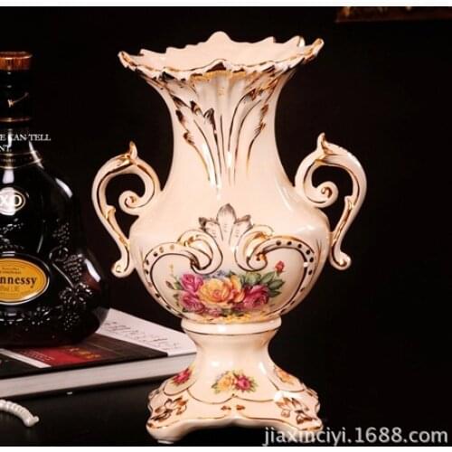 C retro handmade ceramic table vase floral ornaments high-grade ivory porcelain vase
