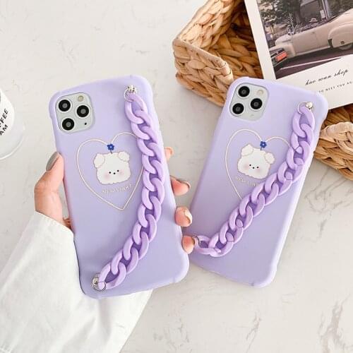 Hot Portable Bracelet Cartoon lvoe bear Soft silicon phone case for apple iphone 7 8 Plus X XS XR MAX 11 Pro SE Anti-fall cover