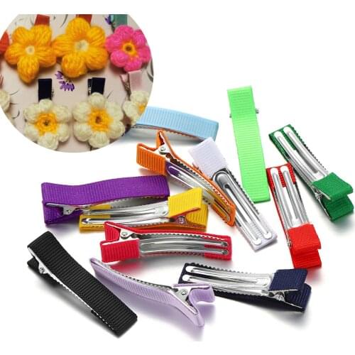 10pcs/lot Colorful Fabric Hair Clip Base HairClips Webbing Hairpins Setting supplies For DIY Jewelry Making Findings Accessories