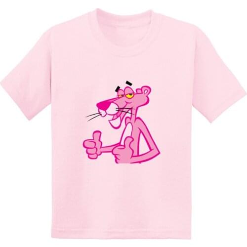Pink Panther Cartoon Funny Girls T Shirt Cute Kids Clothes Baby Summer Fashion Casual Tees O-Neck Short Sleeve Children T-Shirt