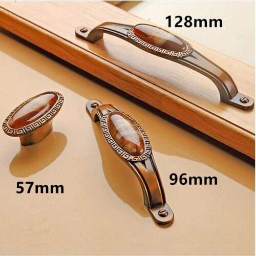 128mm Europe vintage coffee furniture handles amber kitchen cabinet drawer pulls knobs bronze dresser cupboard door handles 96mm