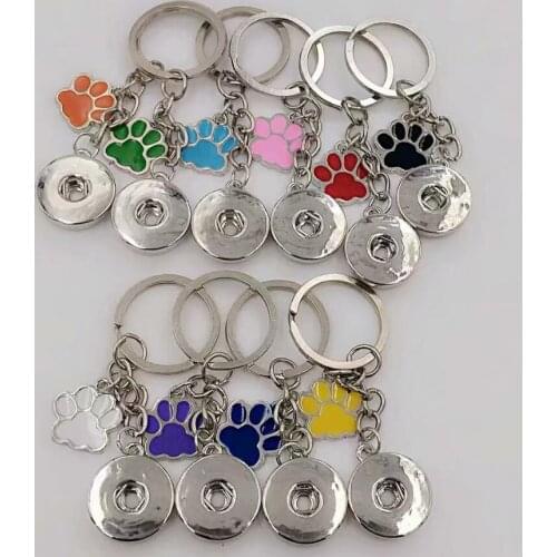 HOT 20pcs/Lot Vintage Enamel cat/dog paw print Charm Snaps Button Keychain Gifts Fit Key Chains Accessories Jewelry Q130